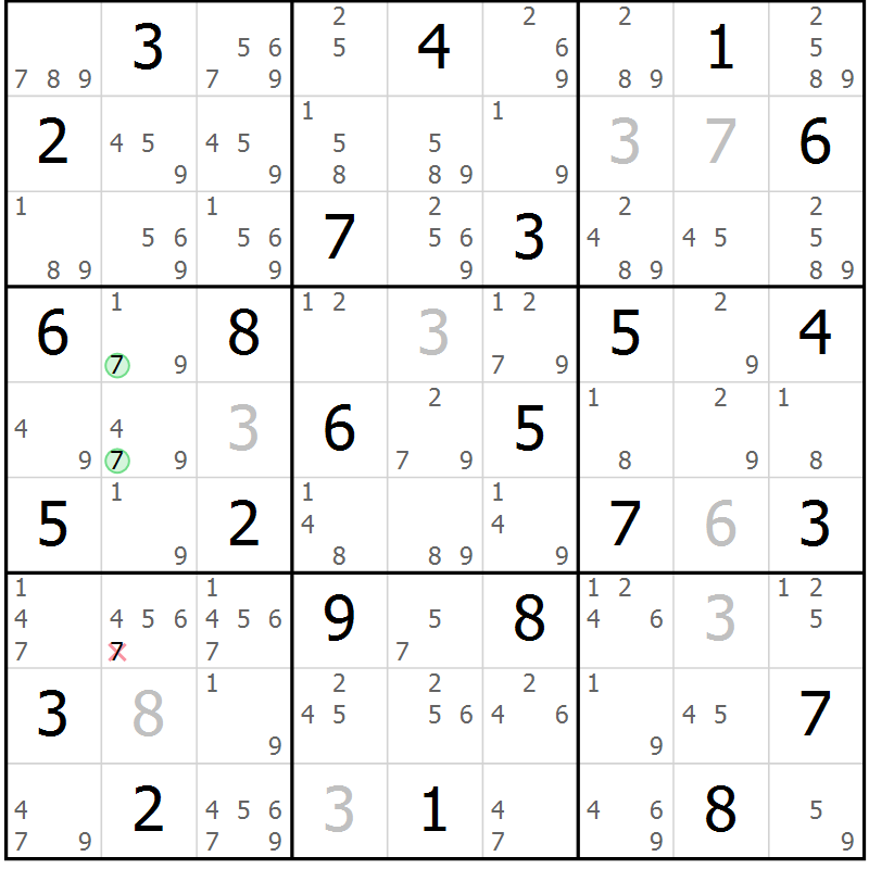 Position des candidats pour la solution de la Gr 38 page 41 du magazine de sudoku Suprême n° 034