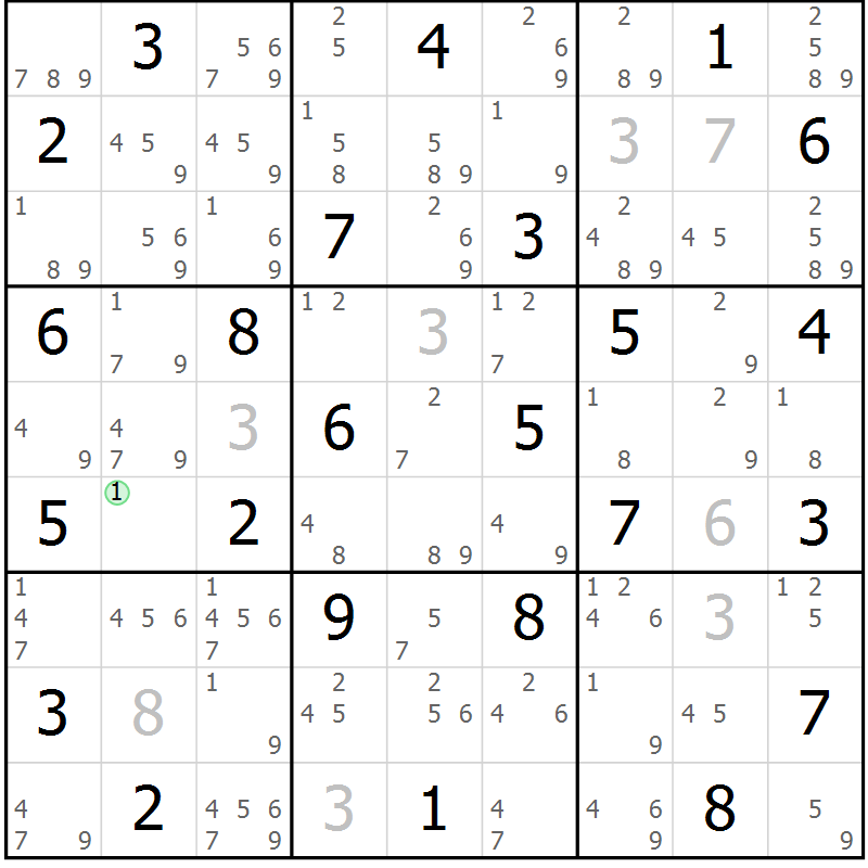 Position des candidats pour la solution de la Gr 38 page 41 du magazine de sudoku Suprême n° 034