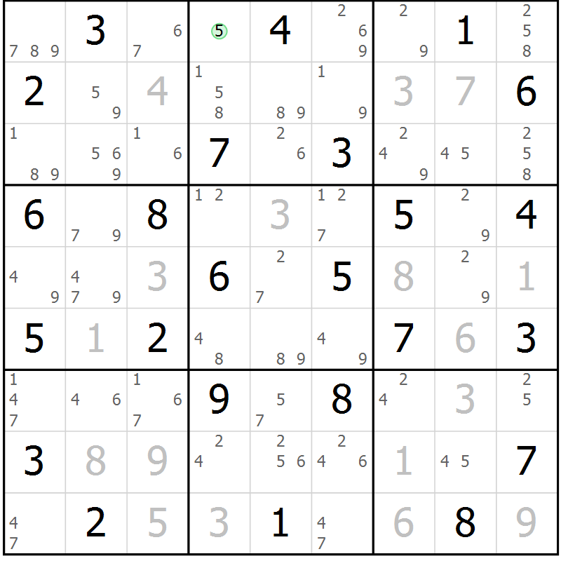 Position des candidats pour la solution de la Gr 38 page 41 du magazine de sudoku Suprême n° 034