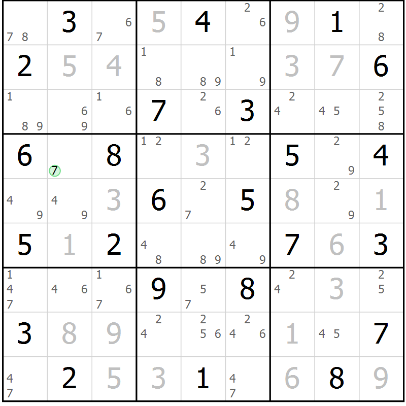 Position des candidats pour la solution de la Gr 38 page 41 du magazine de sudoku Suprême n° 034