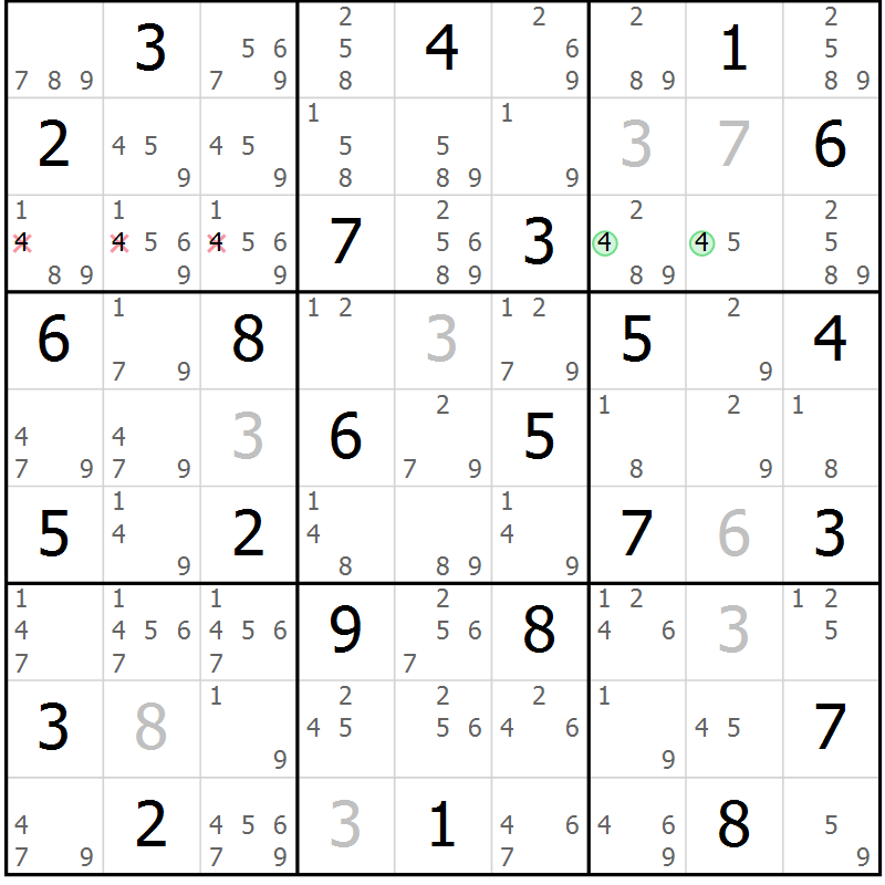 Position des candidats pour la solution de la Gr 38 page 41 du magazine de sudoku Suprême n° 034
