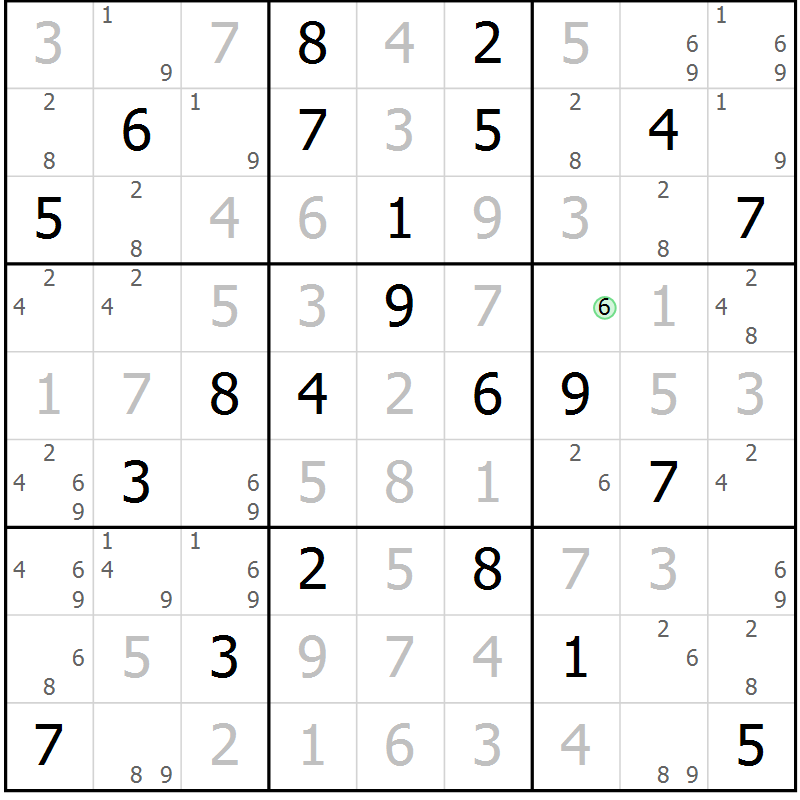 Position des candidats pour la solution de la Gr 4 page 7 du magazine de sudoku Suprême n° 034