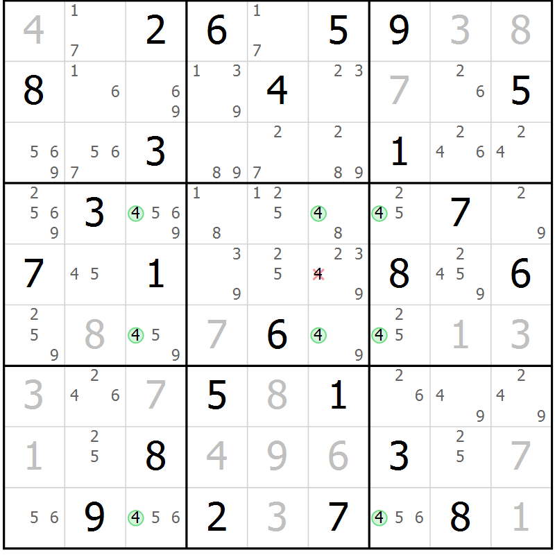 Position des candidats pour la solution de la Gr 40 page 43 du magazine de sudoku Suprême n° 034