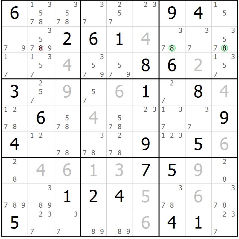 Position des candidats pour la solution de la Gr 41 page 44 du magazine de sudoku Suprême n° 034