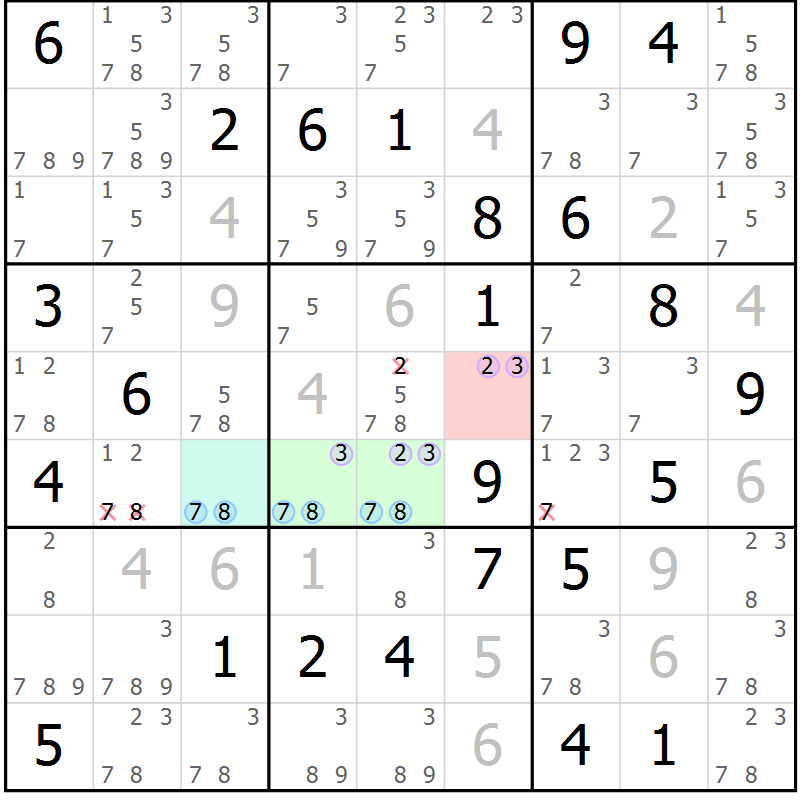 Position des candidats pour la solution de la Gr 41 page 44 du magazine de sudoku Suprême n° 034