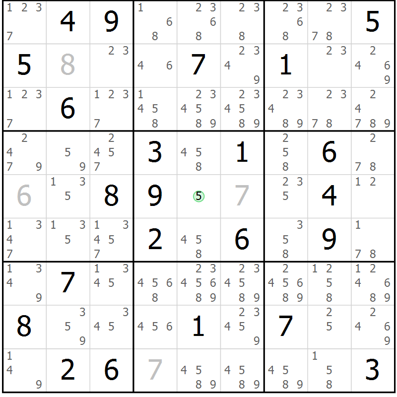 Position des candidats pour la solution de la Gr 44 page 47 du magazine de sudoku Suprême n° 034