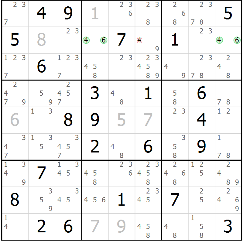 Position des candidats pour la solution de la Gr 44 page 47 du magazine de sudoku Suprême n° 034