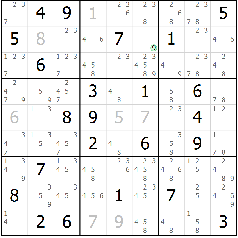 Position des candidats pour la solution de la Gr 44 page 47 du magazine de sudoku Suprême n° 034