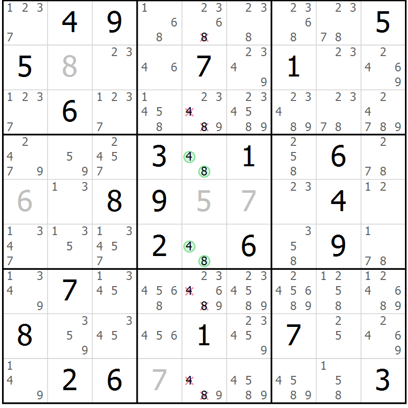 Position des candidats pour la solution de la Gr 44 page 47 du magazine de sudoku Suprême n° 034