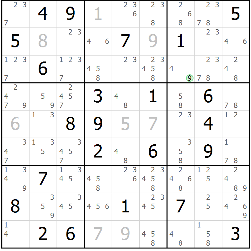 Position des candidats pour la solution de la Gr 44 page 47 du magazine de sudoku Suprême n° 034