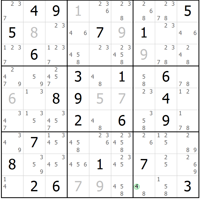 Position des candidats pour la solution de la Gr 44 page 47 du magazine de sudoku Suprême n° 034