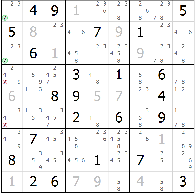 Position des candidats pour la solution de la Gr 44 page 47 du magazine de sudoku Suprême n° 034
