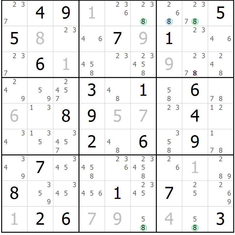 Position des candidats pour la solution de la Gr 44 page 47 du magazine de sudoku Suprême n° 034