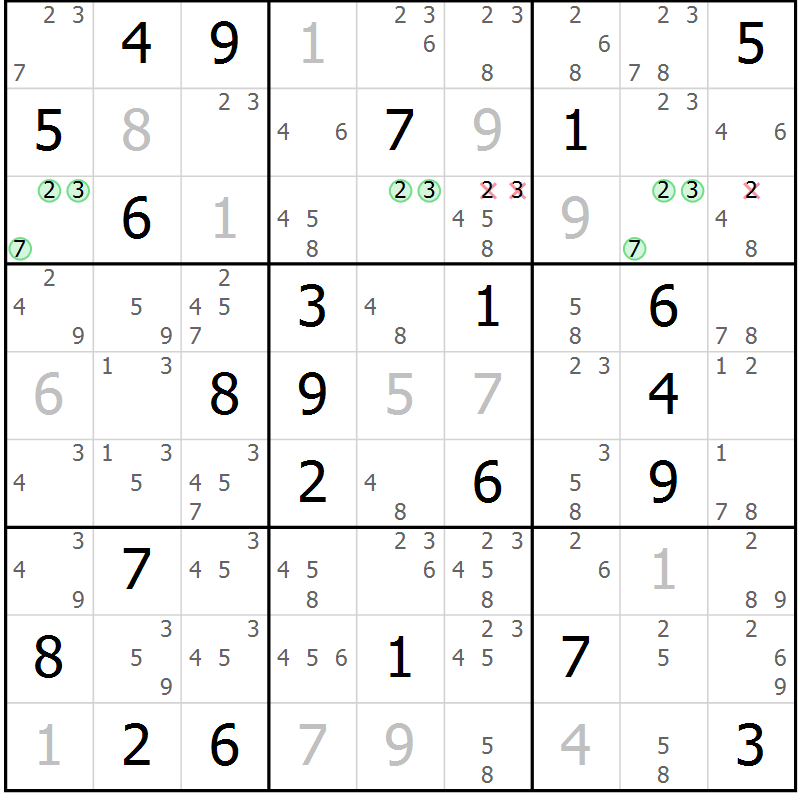 Position des candidats pour la solution de la Gr 44 page 47 du magazine de sudoku Suprême n° 034