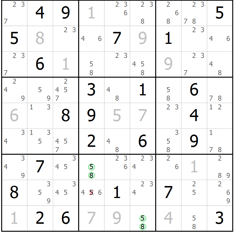 Position des candidats pour la solution de la Gr 44 page 47 du magazine de sudoku Suprême n° 034