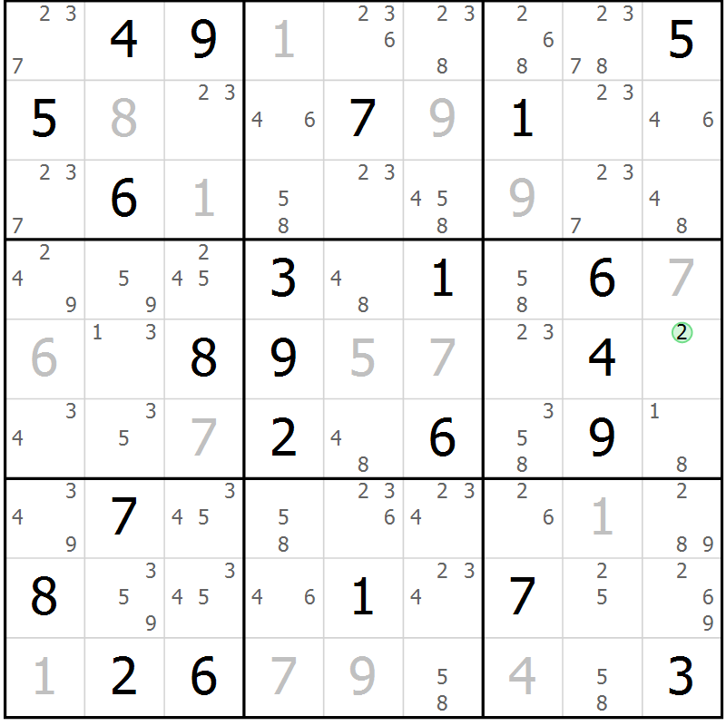 Position des candidats pour la solution de la Gr 44 page 47 du magazine de sudoku Suprême n° 034
