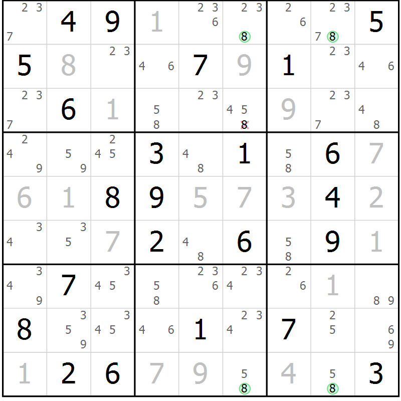 Position des candidats pour la solution de la Gr 44 page 47 du magazine de sudoku Suprême n° 034