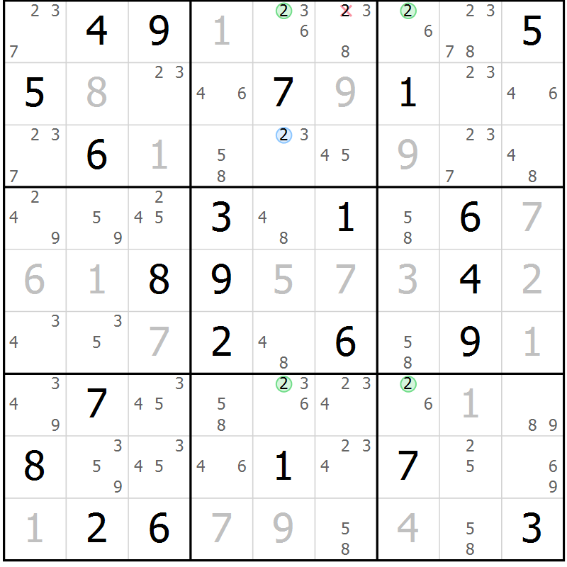 Position des candidats pour la solution de la Gr 44 page 47 du magazine de sudoku Suprême n° 034