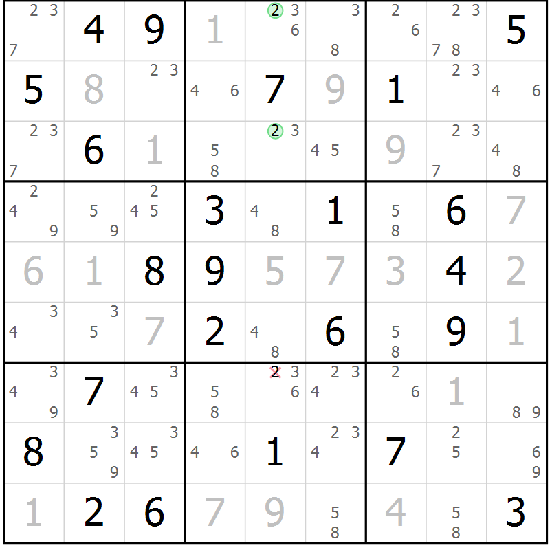 Position des candidats pour la solution de la Gr 44 page 47 du magazine de sudoku Suprême n° 034