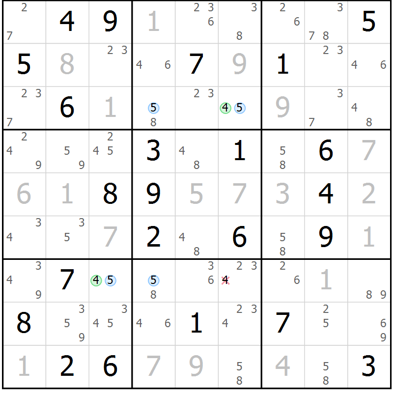 Position des candidats pour la solution de la Gr 44 page 47 du magazine de sudoku Suprême n° 034