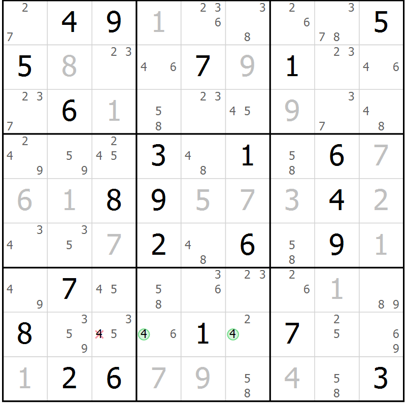 Position des candidats pour la solution de la Gr 44 page 47 du magazine de sudoku Suprême n° 034