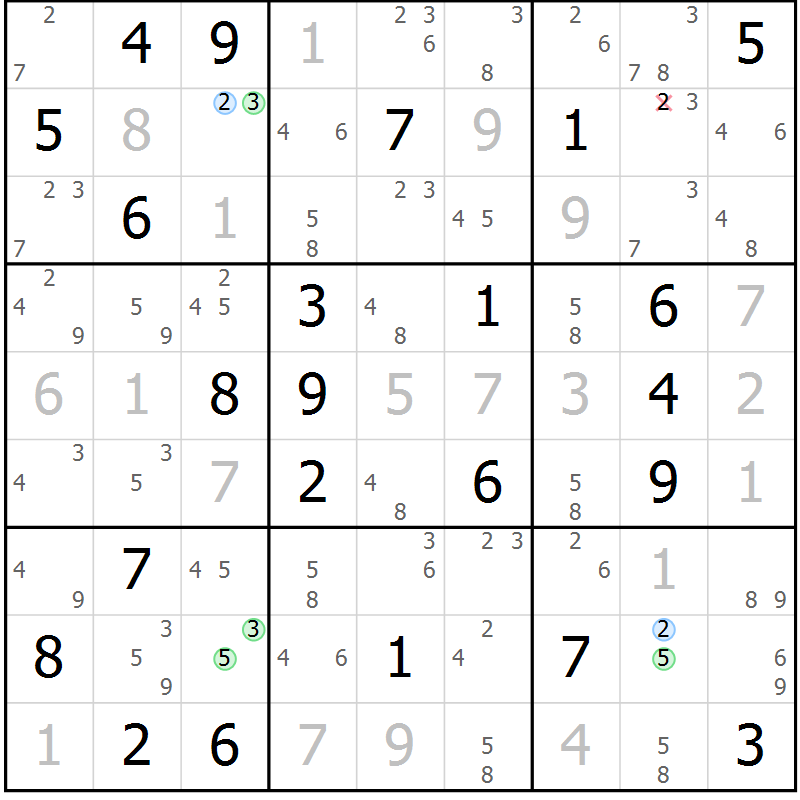 Position des candidats pour la solution de la Gr 44 page 47 du magazine de sudoku Suprême n° 034