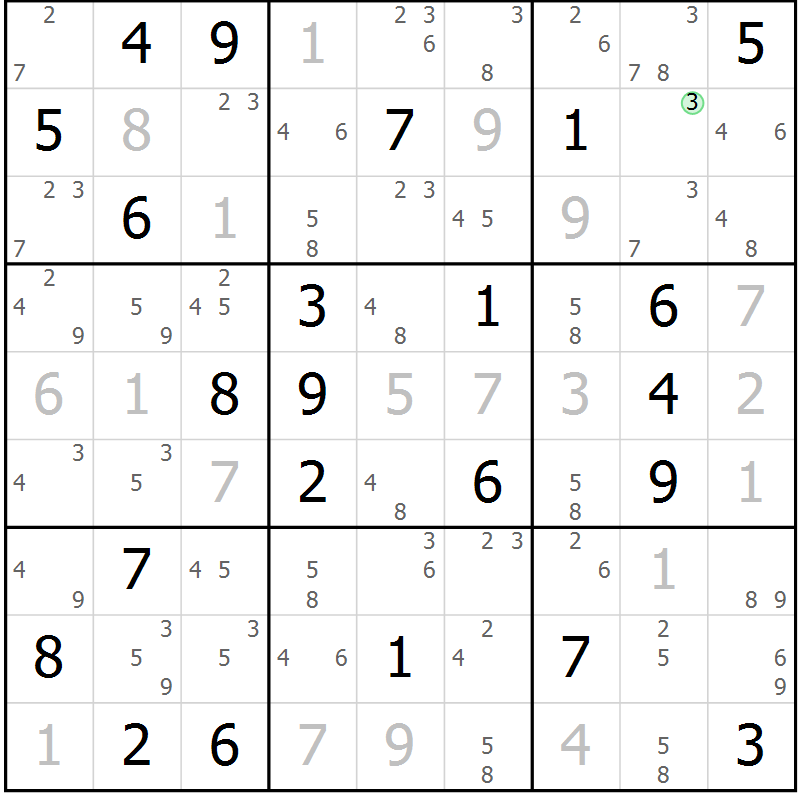Position des candidats pour la solution de la Gr 44 page 47 du magazine de sudoku Suprême n° 034