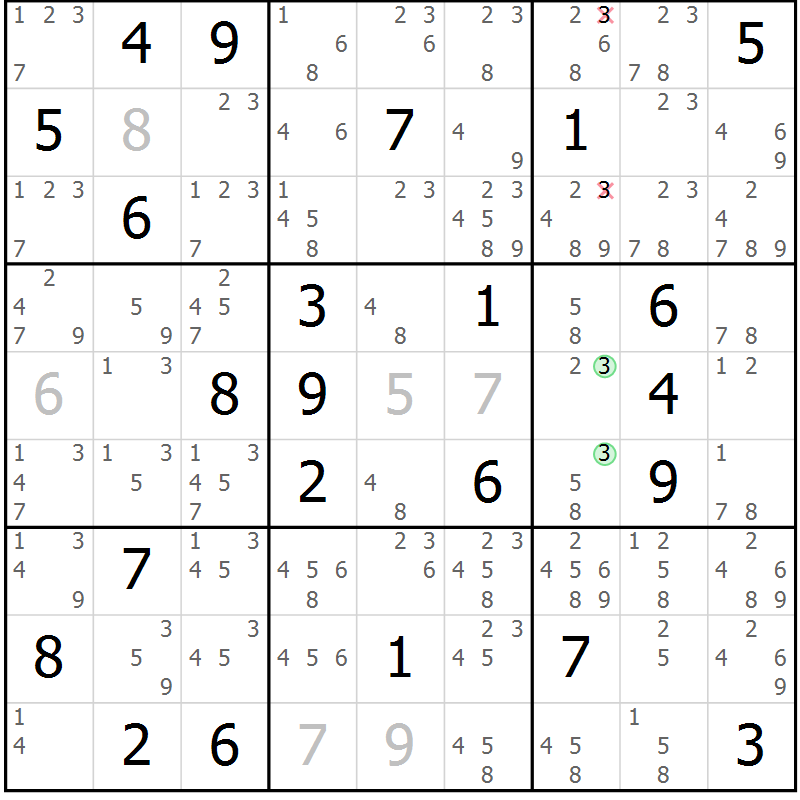 Position des candidats pour la solution de la Gr 44 page 47 du magazine de sudoku Suprême n° 034