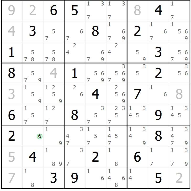 Position des candidats pour la solution de la Gr 45 page 48 du magazine de sudoku Suprême n° 034