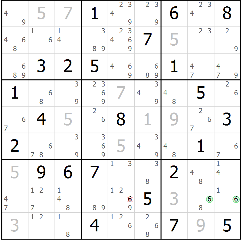 Position des candidats pour la solution de la Gr 50 page 53 du magazine de sudoku Suprême n° 034