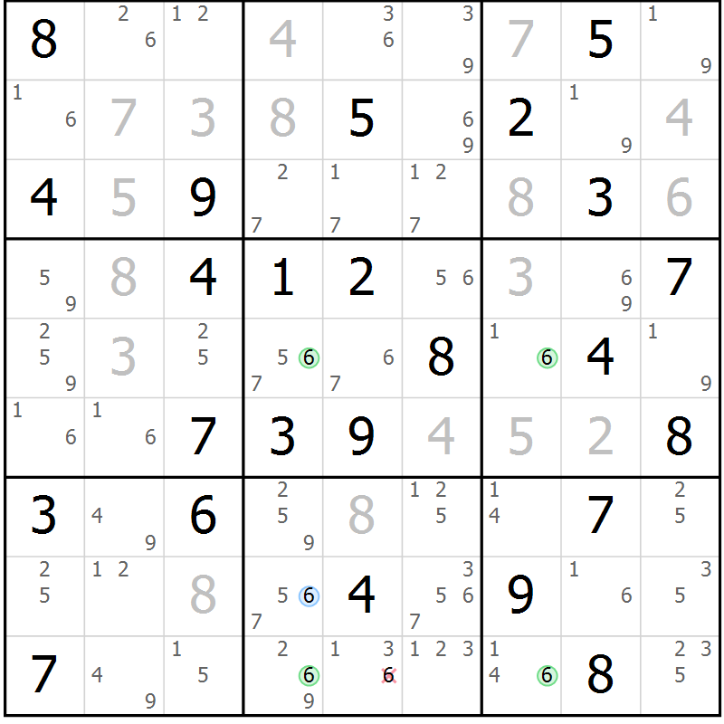 Position des candidats pour la solution de la Gr 51 page 54 du magazine de sudoku Suprême n° 034