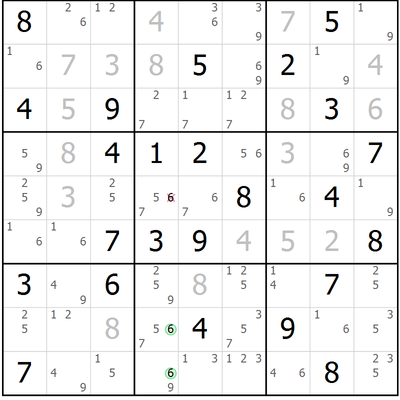 Position des candidats pour la solution de la Gr 51 page 54 du magazine de sudoku Suprême n° 034