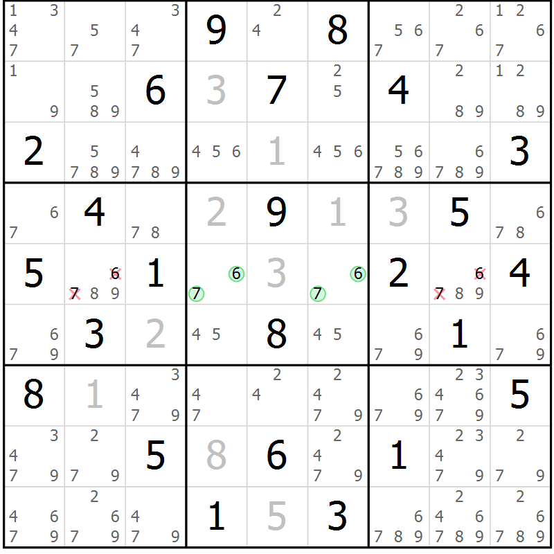 Position des candidats pour la solution de la Gr 52 page 55 du magazine de sudoku Suprême n° 034