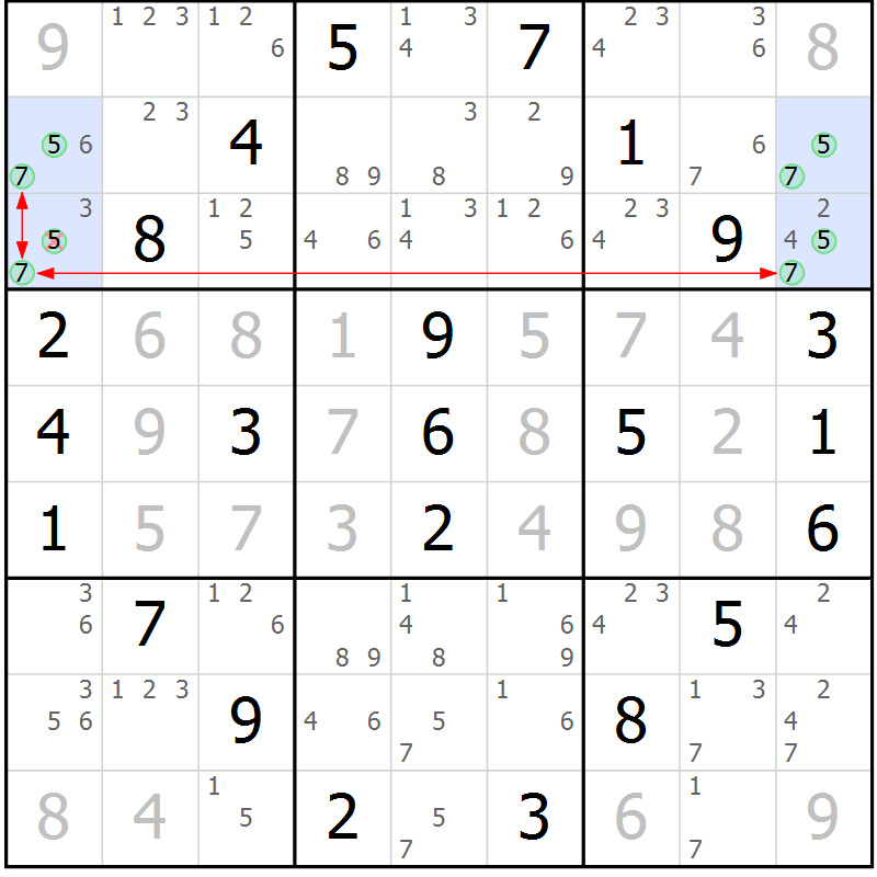Position des candidats pour la solution de la Gr 53 page 56 du magazine de sudoku Suprême n° 034