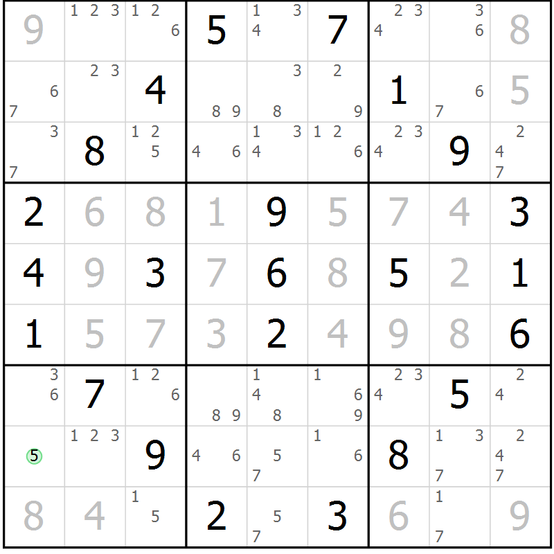 Position des candidats pour la solution de la Gr 53 page 56 du magazine de sudoku Suprême n° 034