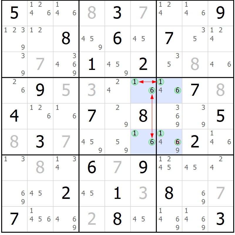 Position des candidats pour la solution de la Gr 54 page 57 du magazine de sudoku Suprême n° 034