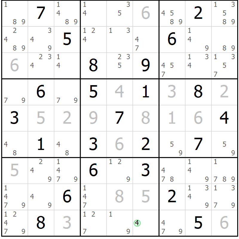 Position des candidats pour la solution de la Gr 56 page 59 du magazine de sudoku Suprême n° 034