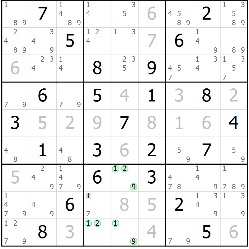 Position des candidats pour la solution de la Gr 56 page 59 du magazine de sudoku Suprême n° 034