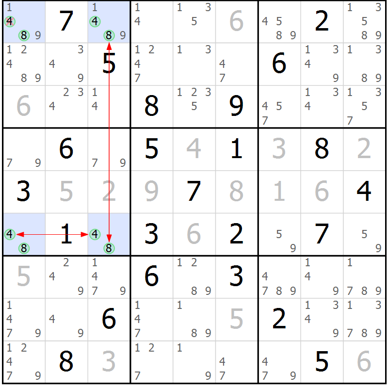 Position des candidats pour la solution de la Gr 56 page 59 du magazine de sudoku Suprême n° 034