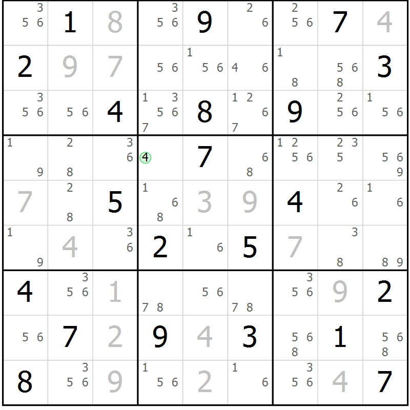 Position des candidats pour la solution de la Gr 6 page 9 du magazine de sudoku Suprême n° 034