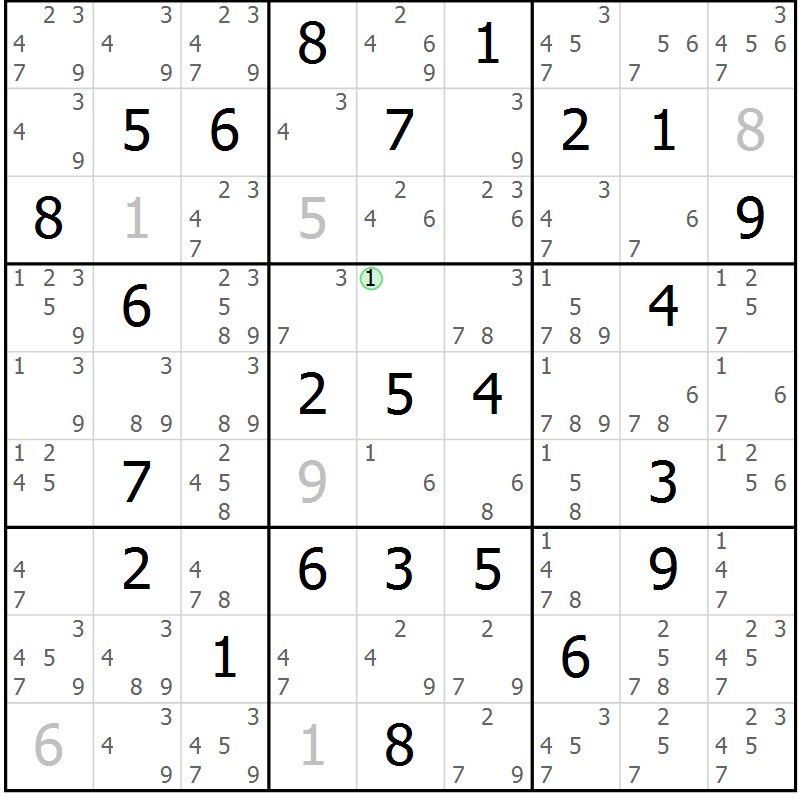 Position des candidats pour la solution de la Gr 60 page 63 du magazine de sudoku Suprême n° 034