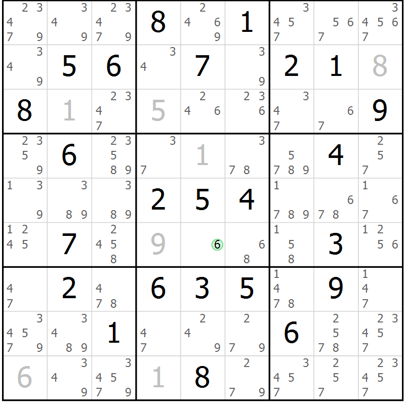Position des candidats pour la solution de la Gr 60 page 63 du magazine de sudoku Suprême n° 034