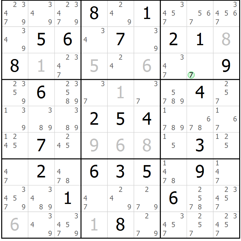 Position des candidats pour la solution de la Gr 60 page 63 du magazine de sudoku Suprême n° 034
