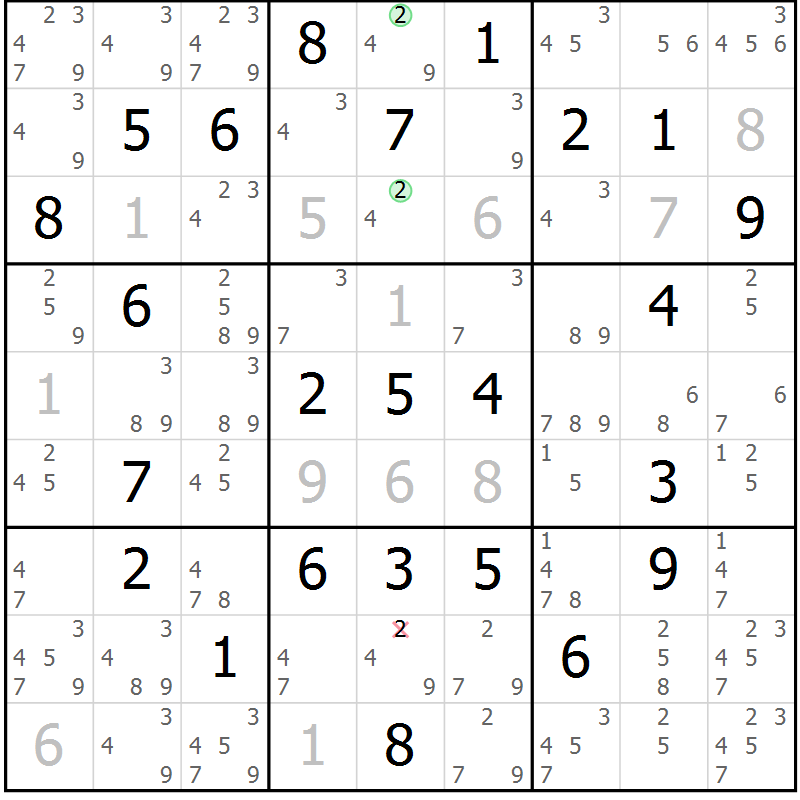 Position des candidats pour la solution de la Gr 60 page 63 du magazine de sudoku Suprême n° 034