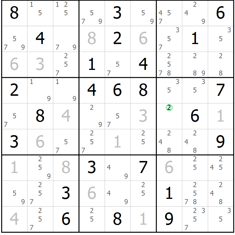 Position des candidats pour la solution de la Gr 61 page 64 du magazine de sudoku Suprême n° 034