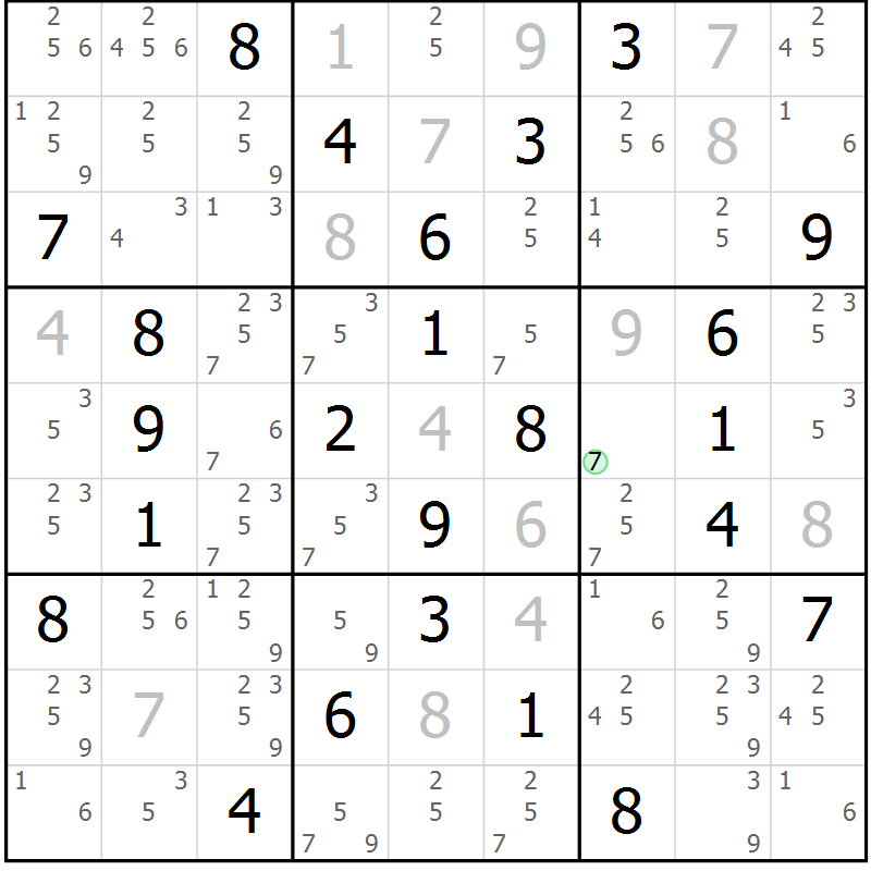 Position des candidats pour la solution de la Gr 62 page 65 du magazine de sudoku Suprême n° 034