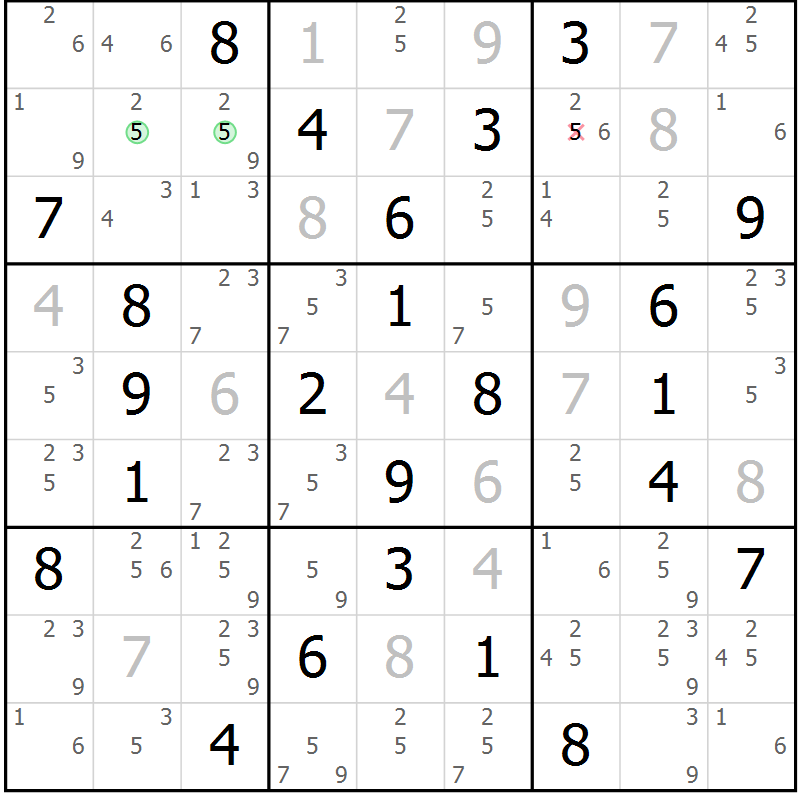 Position des candidats pour la solution de la Gr 62 page 65 du magazine de sudoku Suprême n° 034