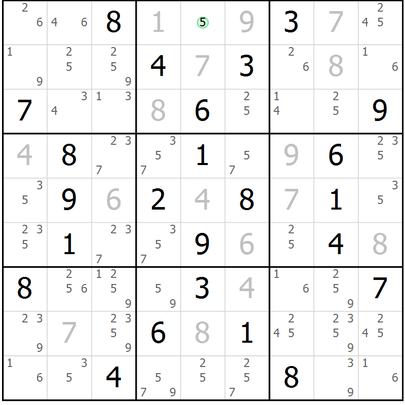 Position des candidats pour la solution de la Gr 62 page 65 du magazine de sudoku Suprême n° 034