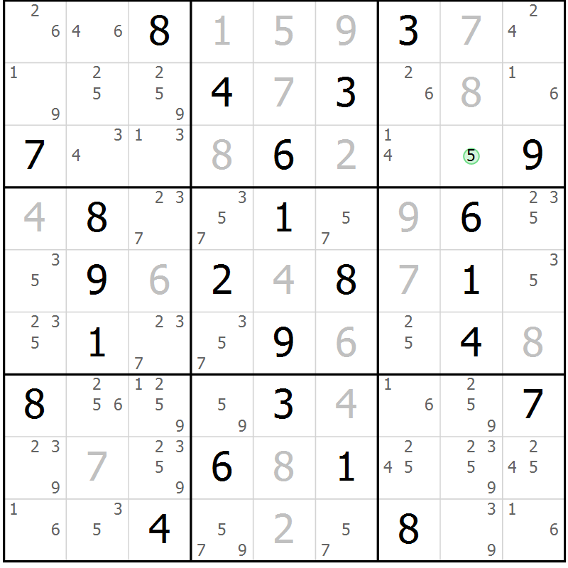 Position des candidats pour la solution de la Gr 62 page 65 du magazine de sudoku Suprême n° 034