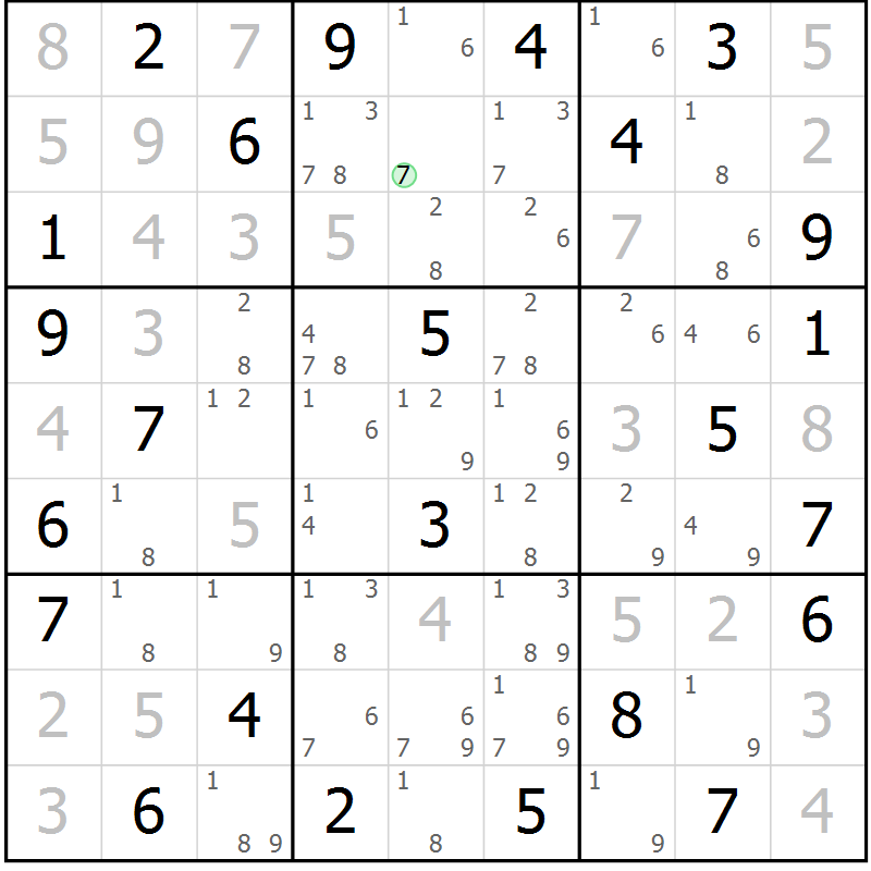 Position des candidats pour la solution de la Gr 63 page 66 du magazine de sudoku Suprême n° 034